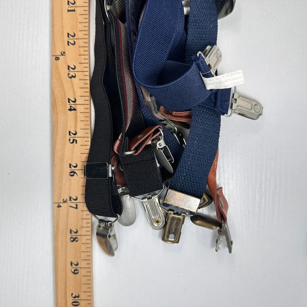 Assorted Kids Suspenders Lot of 6 Camo Navy Black Striped Clip-On Adjustable